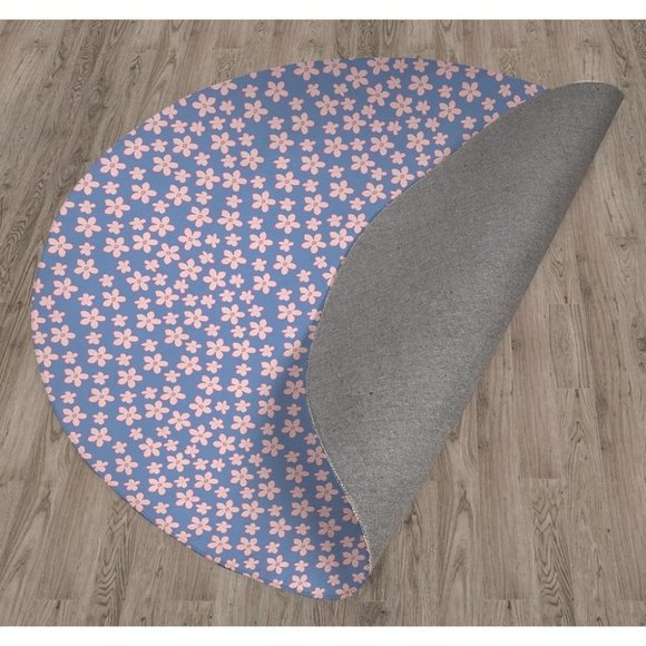 BOHO FLORAL BLUE and PINK Area Rug by Terri Ellis - Picture 2 of 4